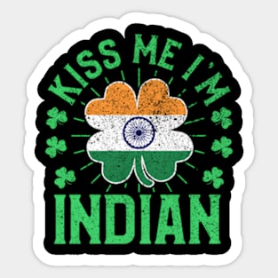 Kiss Me I'M Indian India Flag Shamrock St Patrick'S Day Sticker